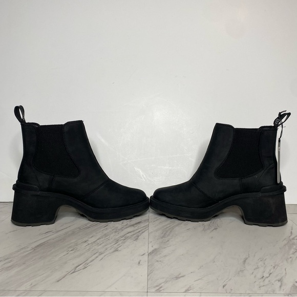 New! Sorel Hi Line Black Nubuck Chelsea Heeled Bootie 9 1/2 - Picture 5 of 14